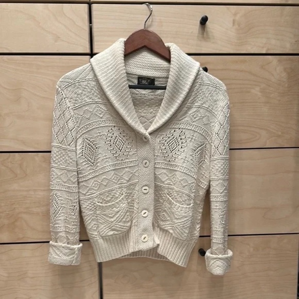 Ralph Lauren Cream Knit Cardigan with Shawl Collar